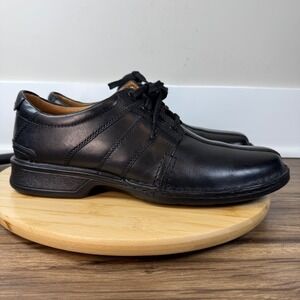 Clarks Touareg Vibe Men's 11M Oxford Shoe Black Leather Casual Office Excellent